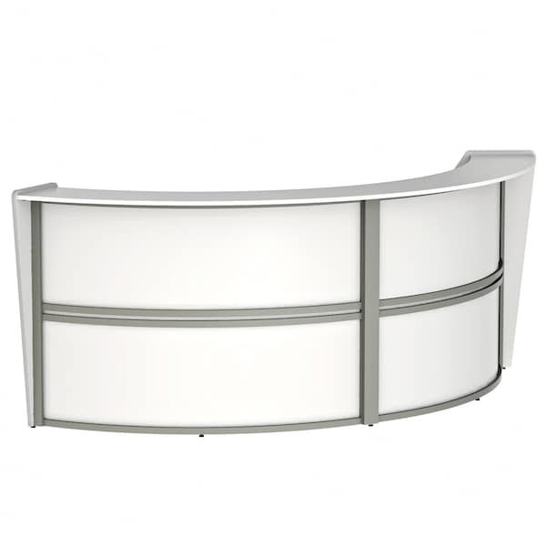 Curved Reception Desk with Counter, 2 Units, 124 inW x 49 inD, White